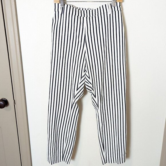 H&M Stripe Black & White Straight Leg Ankle Length Pants Trousers Size 18 - Picture 2 of 7